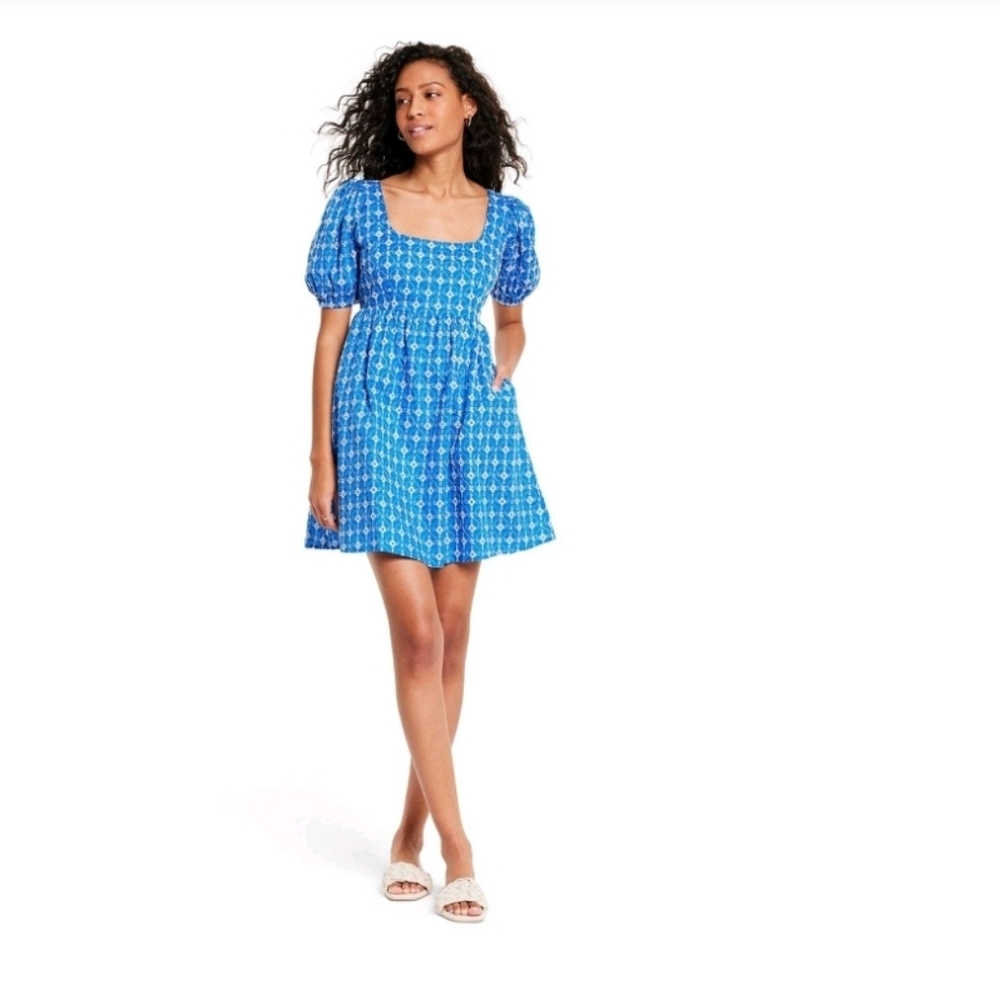 RHODE Blue and White Mini Dress